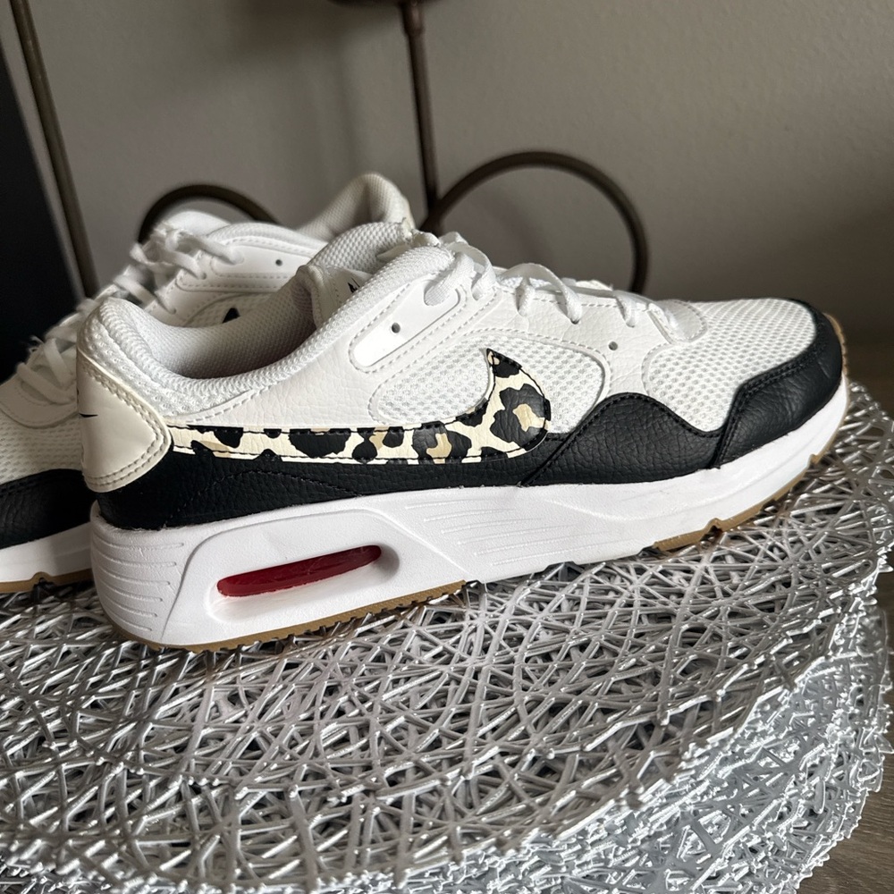 Nike Women’s White Black Leopard-Print Swoosh Sneakers